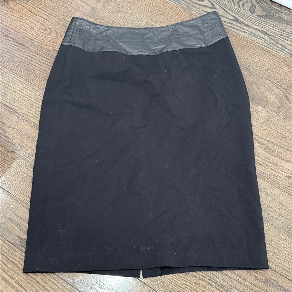 Rafaella Black Pencil Skirt with Faux Leather Waistband